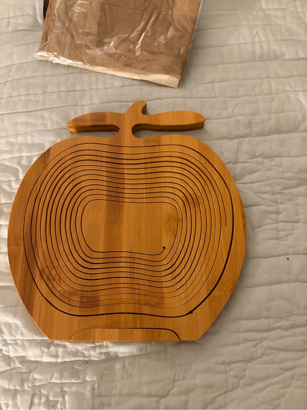 Apple-Shaped Bamboo Serving/Trivet Board - Natural Wood
